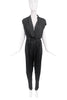 Lanvin Black Silk Jersey Draped Jumpsuit with Gold Oracle Wide Belt
