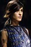 Lanvin Blue Sparkle Oversize Pendent Necklace on a Gunmetal Chain SS2014