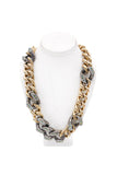 Lanvin Gold Brass Silver Gunmetal Oversized Chain Link Crystalized Necklace Resort 2011