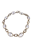Lanvin Gold Chain Link with embedded Square Crystals Necklace