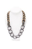 Lanvin Brass Gold and Silver Chain Necklace with Crystal Details Resort2011