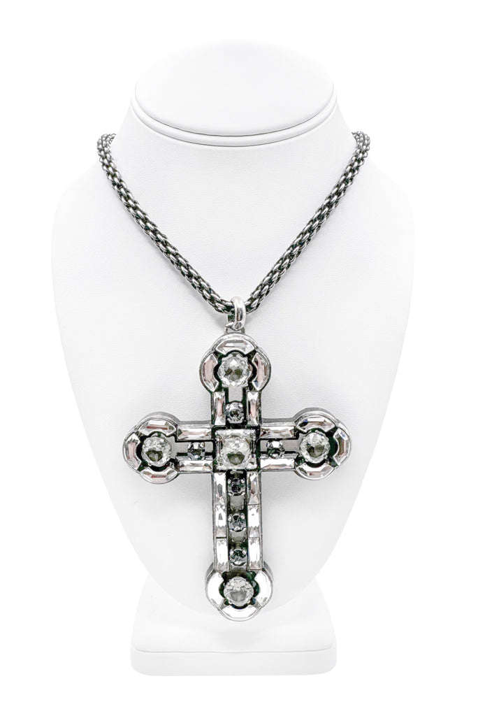 Lanvin Oversized Crystal Cross Necklace