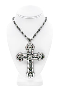 Lanvin Oversized Crystal Cross Necklace