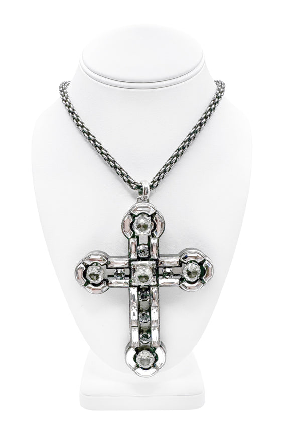 Lanvin Oversized Crystal Cross Necklace