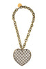 Lanvin Gold Caged Heart Crystal Diamond Necklace SS2014