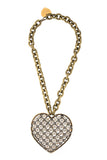 Lanvin Gold Caged Heart Crystal Diamond Necklace SS2014