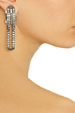 Lanvin Dedale Silver Gunmetal Crystal Art Deco Earrings