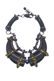 Lanvin Lime Green Crystal Black Horn Style Necklace Fall Winter 2010
