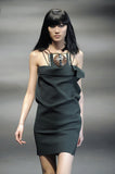 Lanvin Deep Forest Green Wool Dress with Brass Bust Detail