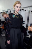 Lanvin Black Gray Art Deco Crystal Choker Necklace Fall 2013