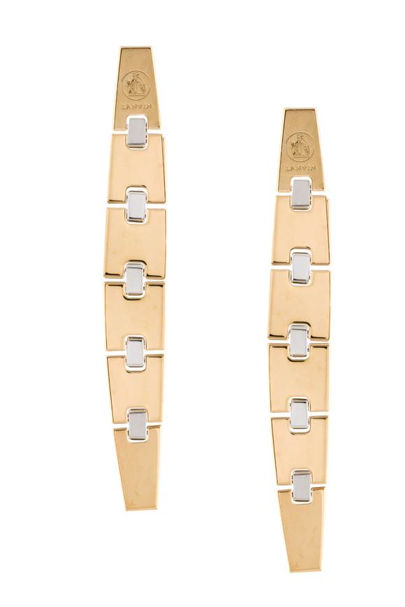 Lanvin Gold Metal Minimalism 60's Graphic Earrings