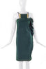 Lanvin Deep Forest Green Wool Dress with Brass Bust Detail