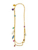 Lanvin Gold Long Chain Multi Colored & Shapes Crystal Necklace