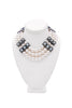 Lanvin Three Strand Pearl Necklace with Gunmetal and Crystal Details