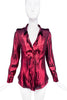 Lanvin Red Metallic Shoulder Epaulet Long Sleeve Blouse Shirt Runway Spring 2014