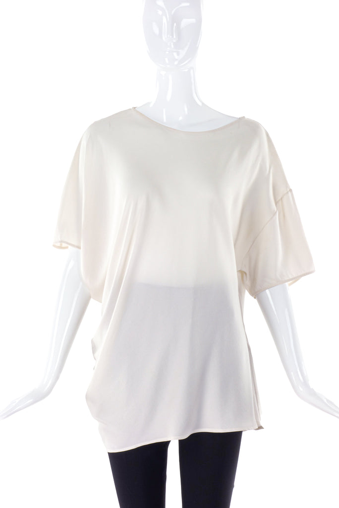 Lanvin White Silk Asymmetrical T-Shirt