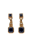 Lanvin Gold Gold Petite Earrings with Faceted Black Onyx