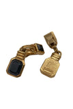 Lanvin Gold Gold Petite Earrings with Faceted Black Onyx