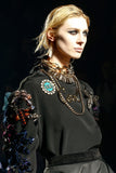 Lanvin Black Gray Art Deco Crystal Choker Necklace Fall 2013