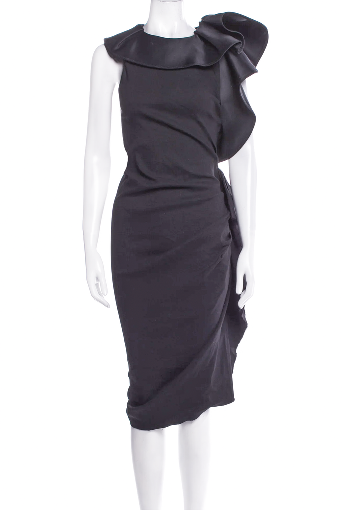 Lanvin Black Ruffle Body Con Dress Runway Spring 2019