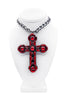 Lanvin Red Crystal Oversized Cross Necklace