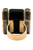 Lanvin Black Crystal Gold Art Deco Ring
