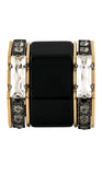 Lanvin Black Crystal Gold Art Deco Ring