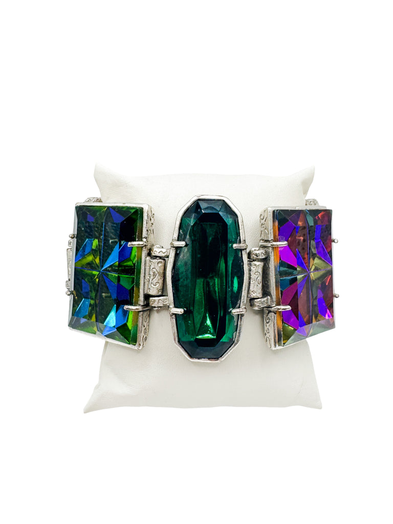 Jean Paul Gaultier Multi Color Prism Crystal Silver Bracelet