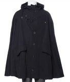 Les Hommes Black Nylon Utility Cape with Hood Pre-Fall 2020