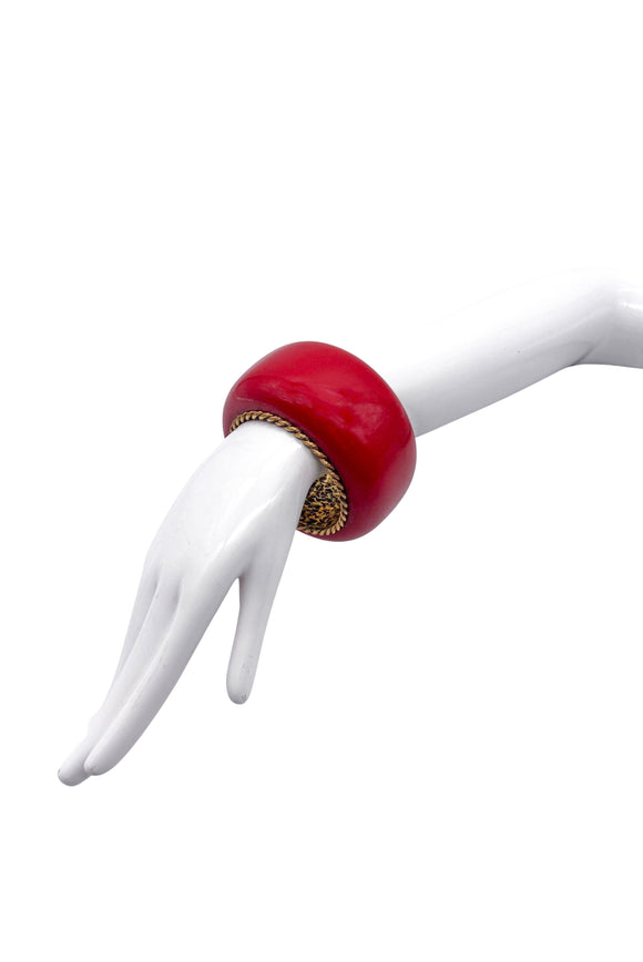 Loewe Red Oversized Bangle with Gold Trim - Spring Summer 2009