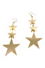 Vintage Gold 3 Star Long Dangling Earrings
