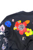 Lou de Betoly Black Sweatshirt with Multicolor Patch Embellishments