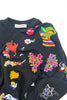 Lou de Betoly Black Sweatshirt with Multicolor Patch Embellishments