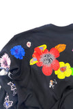 Lou de Betoly Black Sweatshirt with Multicolor Patch Embellishments