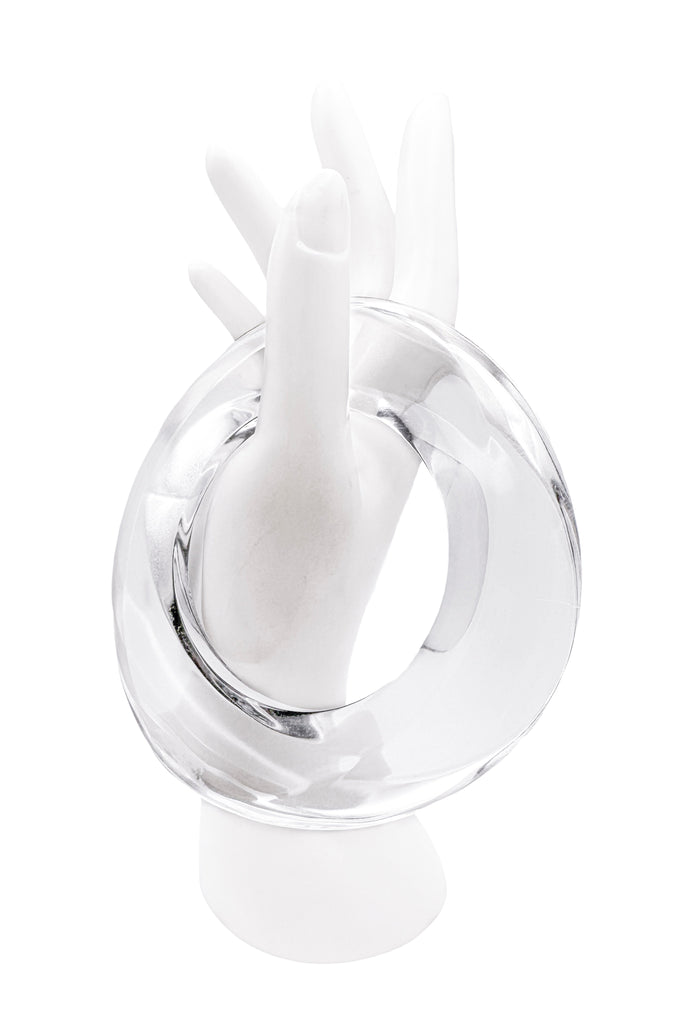 Vintage Clear Lucite Flat Bagel Donut Wavy Asymmetric Bracelet