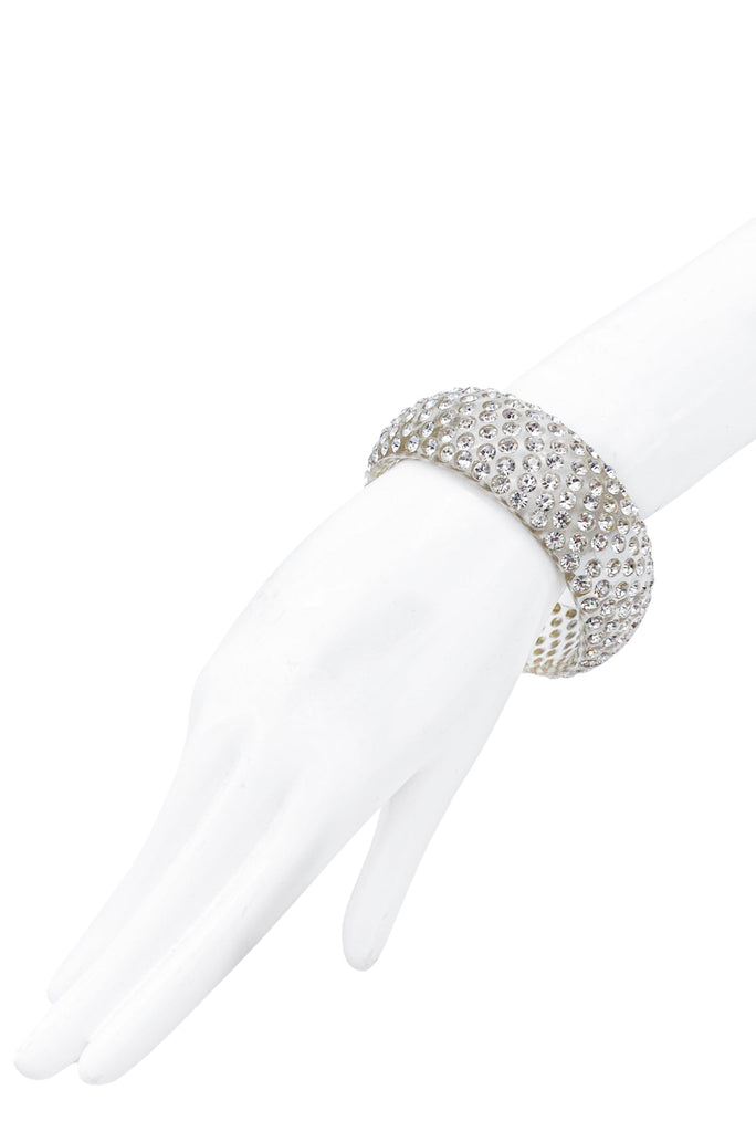 Vintage Lucite Resin Crystal Rhinestone Bangle Bracelet