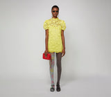 Marc Jacobs Bright Yellow Lace Mini Dress with Sequin Embellishment