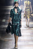 Lanvin Green Blue Turquoise Metallic Drop Waist Dress Spring 2014 Runway