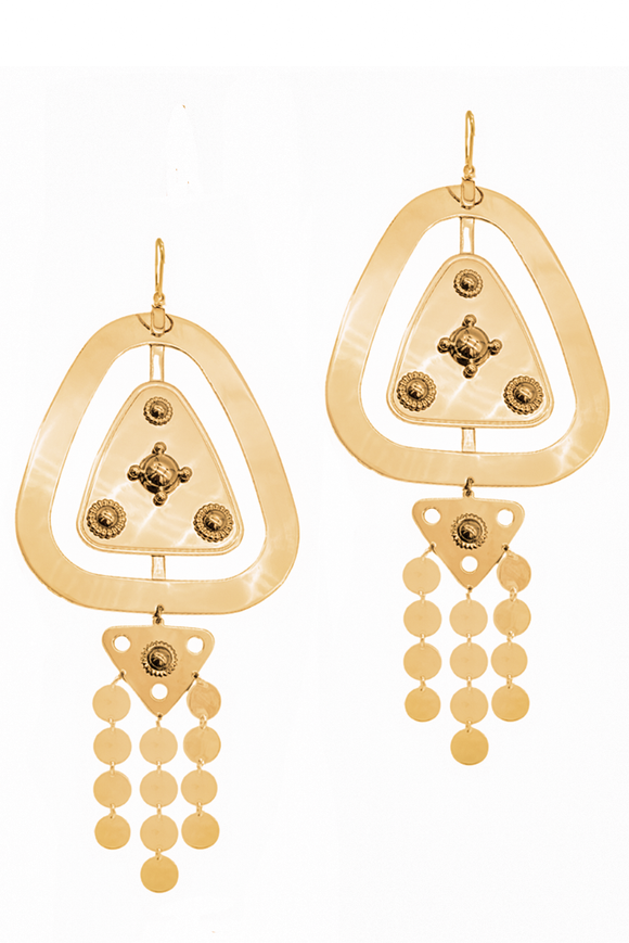Maison Margiela Gold Industrial Steam Punk Oversized Earrings Runway Fall 2017