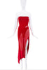 Mugler Red Sheer Cut Out Bustier Body Dress Gown
