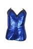 Mugler Blue Sequin Horned Bustier Neckline Corset Resort 2018