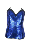 Mugler Blue Sequin Horned Bustier Neckline Corset Resort 2018