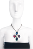 YSL Saint Laurent Red Green Blue Ruby Emerald Sapphire Pearl Gripoix Maltese Cross Pendant Necklace