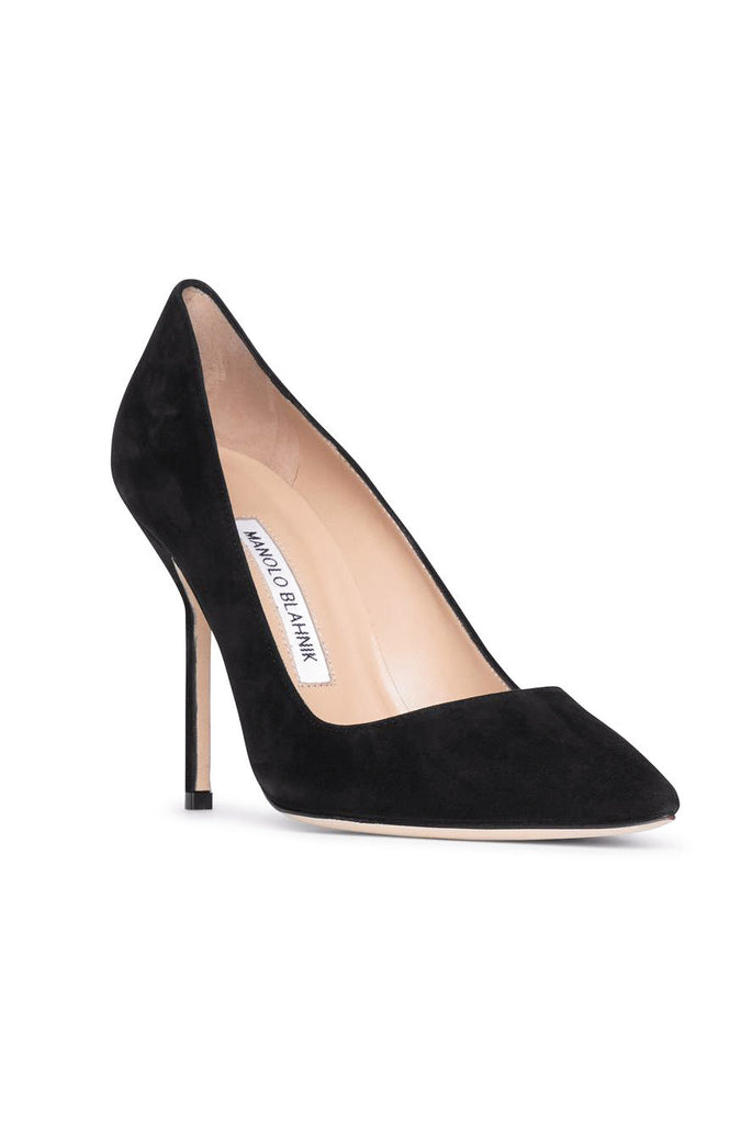 Manolo Blahnik Black Suede "BB" Pointed Pump Heel Size 37