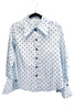 Marc Jacobs Blue & Black Polka Dot Oversize 1970's Collar with Flare Sleeve Detail Shirt