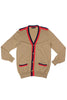 Marc Jacobs Tan Knit Cardigan with Colorblock Trim