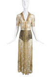 Marc Jacobs Iconic Gold Sheer "Kate Moss" Textured Dress Circa 1996