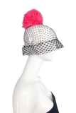 Stephen Jones for Marc Jacobs Fishnet Bucket Hat with Pink Pom Pom