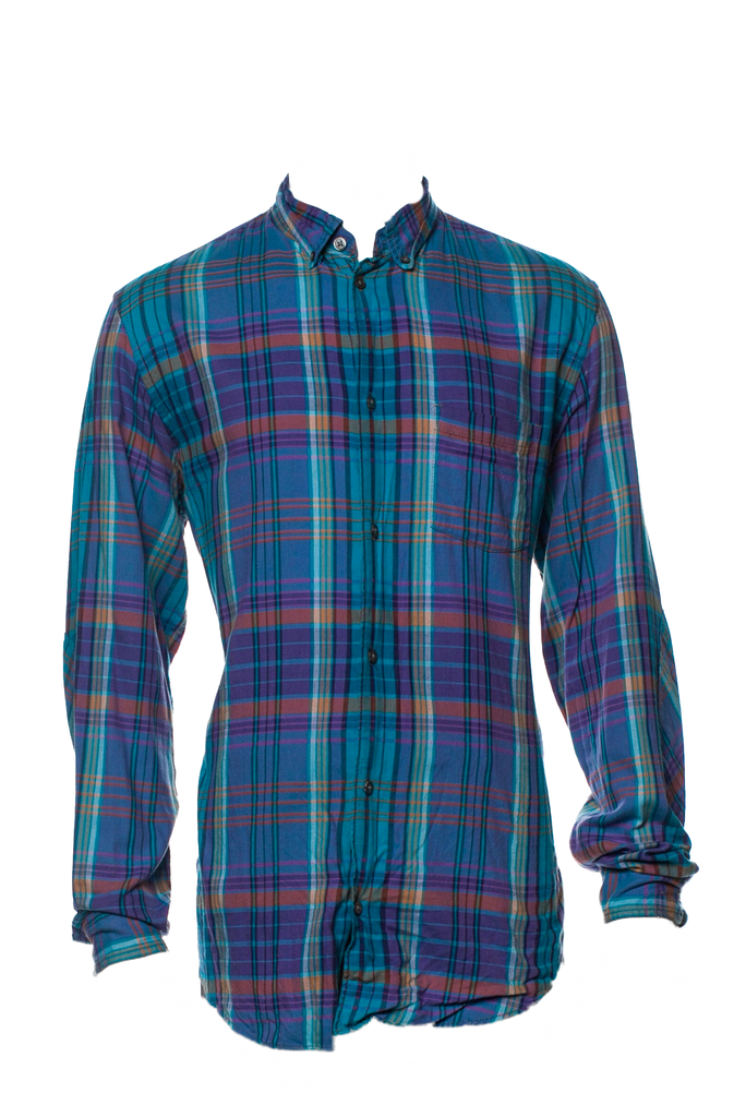 Marc Jacobs Blue Brown Plaid Shirt
