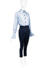 Marc Jacobs Blue & Black Polka Dot Oversize 1970's Collar with Flare Sleeve Detail Shirt
